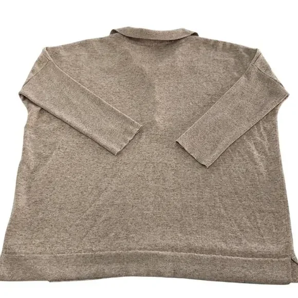 Tuckernuck Sweater Womens Large Clayton Collared Pullover Sleeve Tencel Linen - Picture 5 of 11